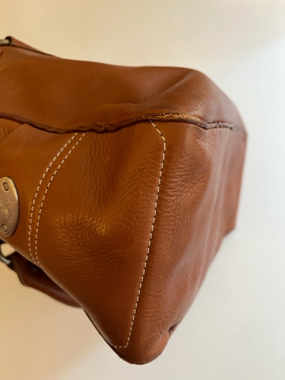Celine Cognac Leather Handbag with Zip Center Compartment - Picture 9 of 10